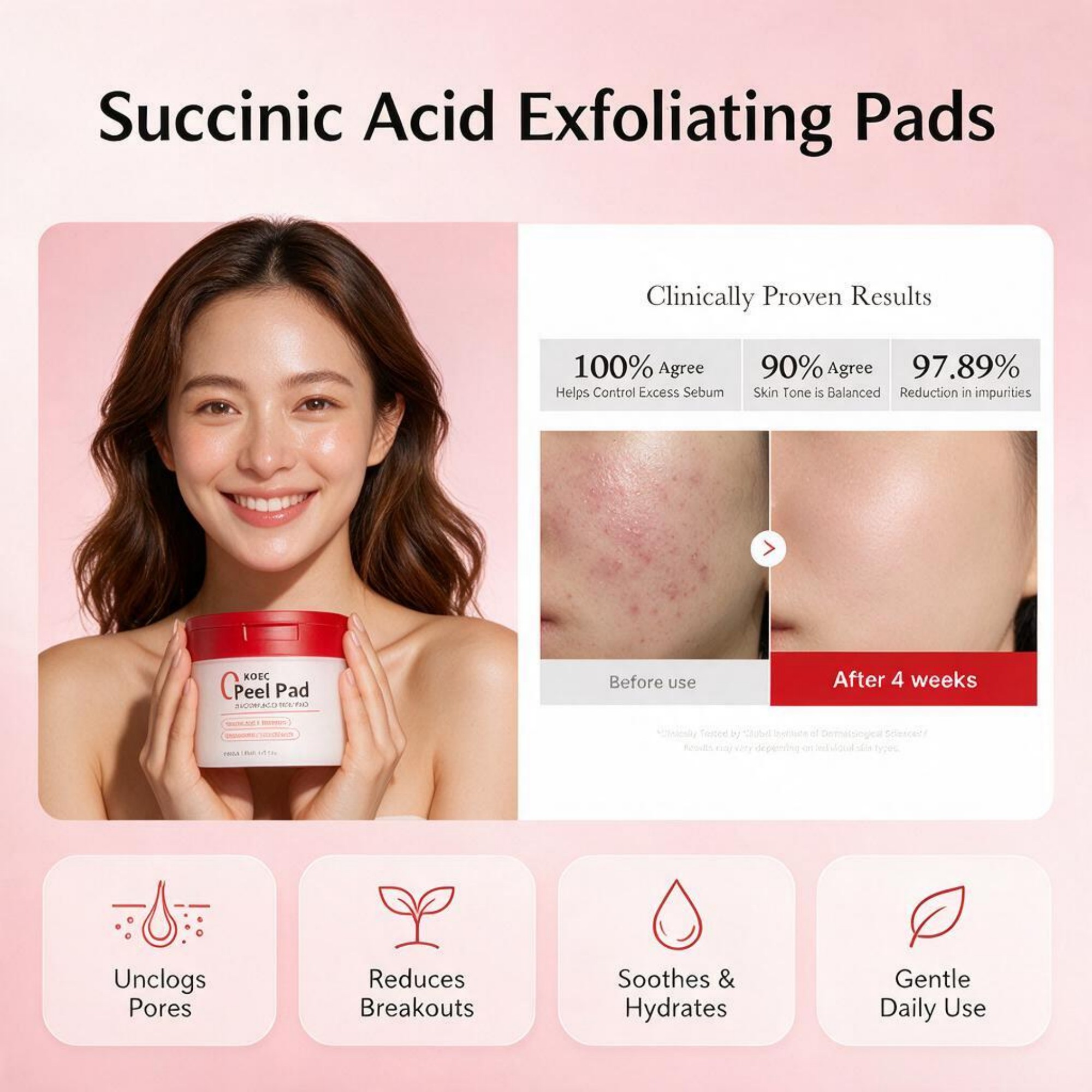2026 New Red Succinic Acid & P - Skincare Non Comedogenic recension och pris